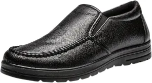 Men's Vintage Solid Colour Slip On Loafer Shoes, Comfy Non Slip Casual Durable Formal Shoes for Men's Outdoor Activities