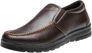 Men's Vintage Solid Colour Slip On Loafer Shoes, Comfy Non Slip Casual Durable Formal Shoes for Men's Outdoor Activities