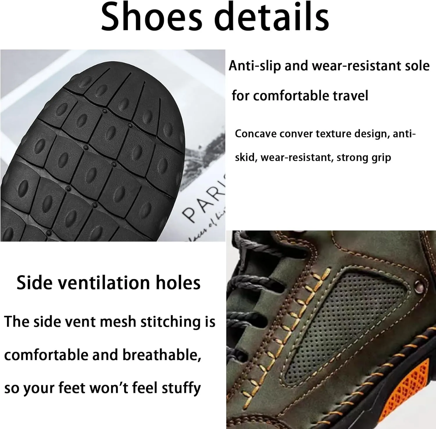 Mens Work Shoes, Men's Casual Leather Handmade Non-Slip Arch Support Loafers,Mens Slip On Shoes