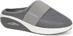 Mules Clogs for Women Summer Air Cushion Slip-On Walking Shoes Closed Toe Wide Width Clogs Mesh Slippers Orthopedic Diabetic Slippers with Arch-Support Breathable Lightweight Outdoor Slipper