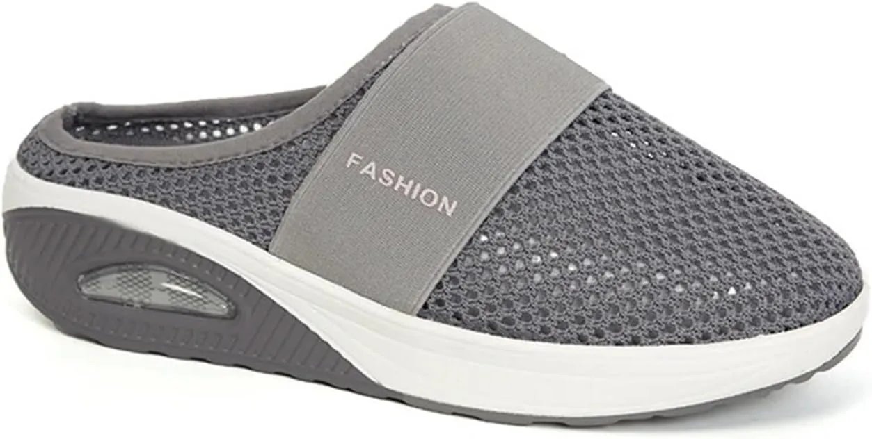 Mules Clogs for Women Summer Air Cushion Slip-On Walking Shoes Closed Toe Wide Width Clogs Mesh Slippers Orthopedic Diabetic Slippers with Arch-Support Breathable Lightweight Outdoor Slipper
