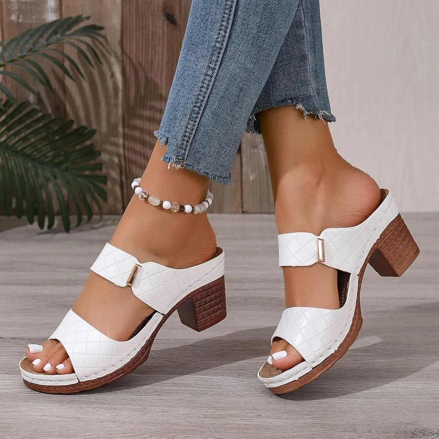 Orthopedic Sandals for Women Block Heel Open Toe Chunky Heel Sandals for Women Arch Support Comfortable Fashion Non Slip Fish Mouth Platform Sandal Dressy Beach Walking Trendy Slippers