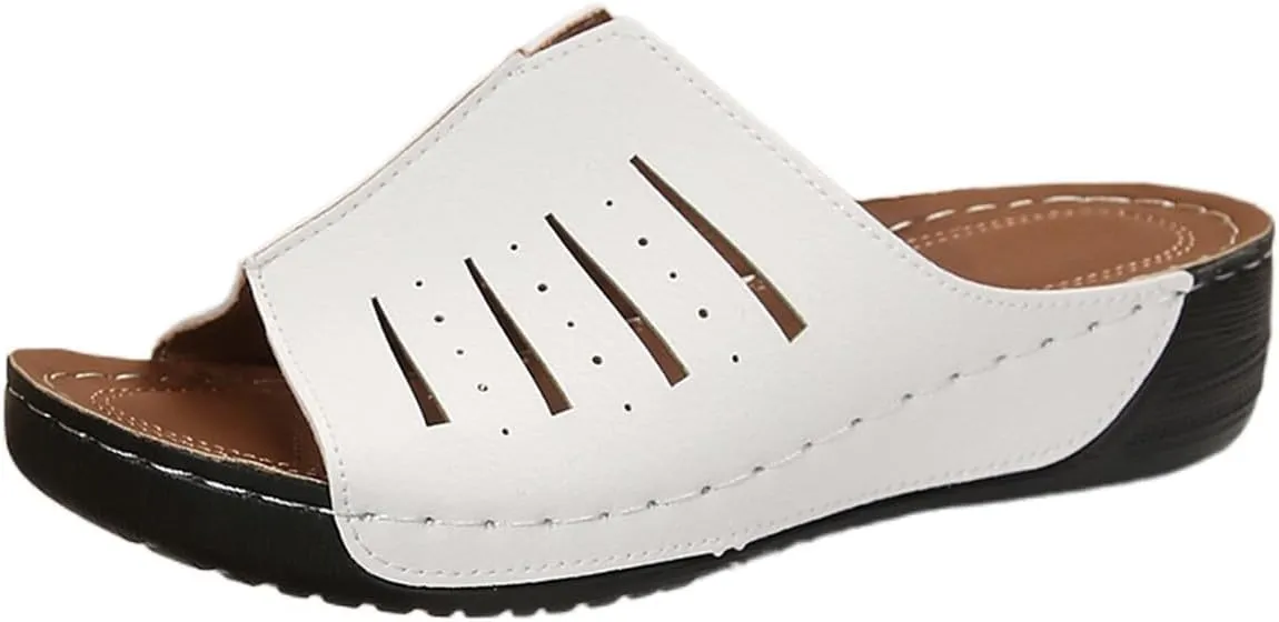 Orthopedic Sandals for Women Dressy Damping Sole Upgradation Stretch Lightweight Arch Support Walking Summer Platform Wedge Slippers Open Toe Mule Support Non-Slip Comfortable Outdoor Beach