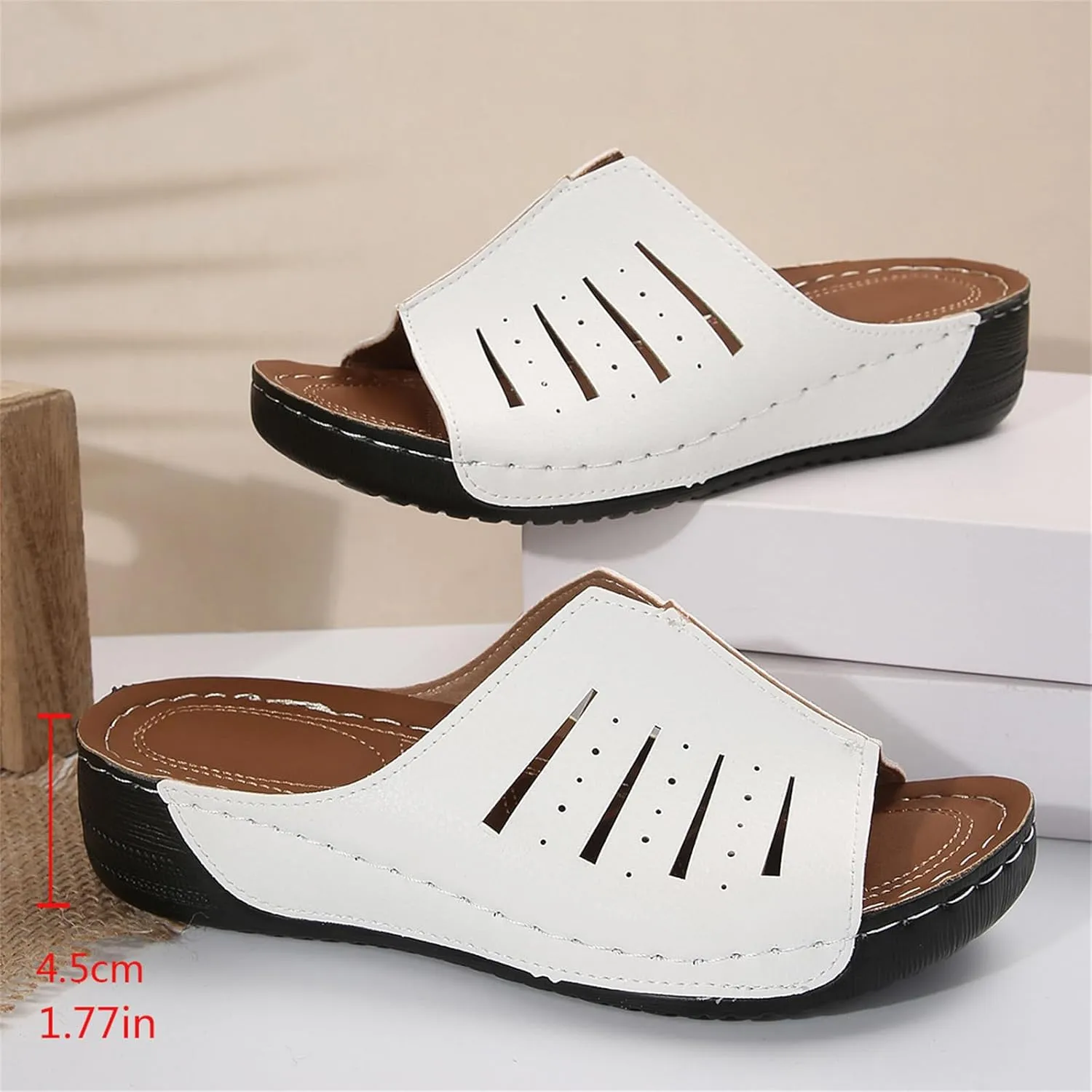 Orthopedic Sandals for Women Dressy Damping Sole Upgradation Stretch Lightweight Arch Support Walking Summer Platform Wedge Slippers Open Toe Mule Support Non-Slip Comfortable Outdoor Beach