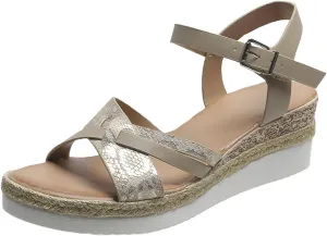 Orthopedic Sandals for Women,Summer Dressy Open Toe Ankle Strap Platform Beach Casual Slip on Dress Sandal Buckle Studded Wedge Summer Arch Support Sandals Bohemian Shoes Comfortable Wedges