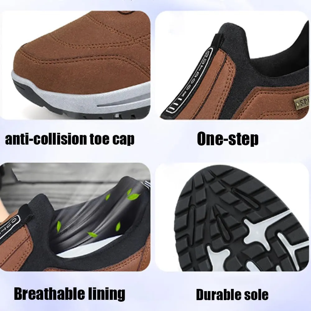 Orthopedic Walking Shoes Mens, Hiking Shoes for Men Comfortable Waterproof Breathable, Outdoor Slip On Hiking Shoes