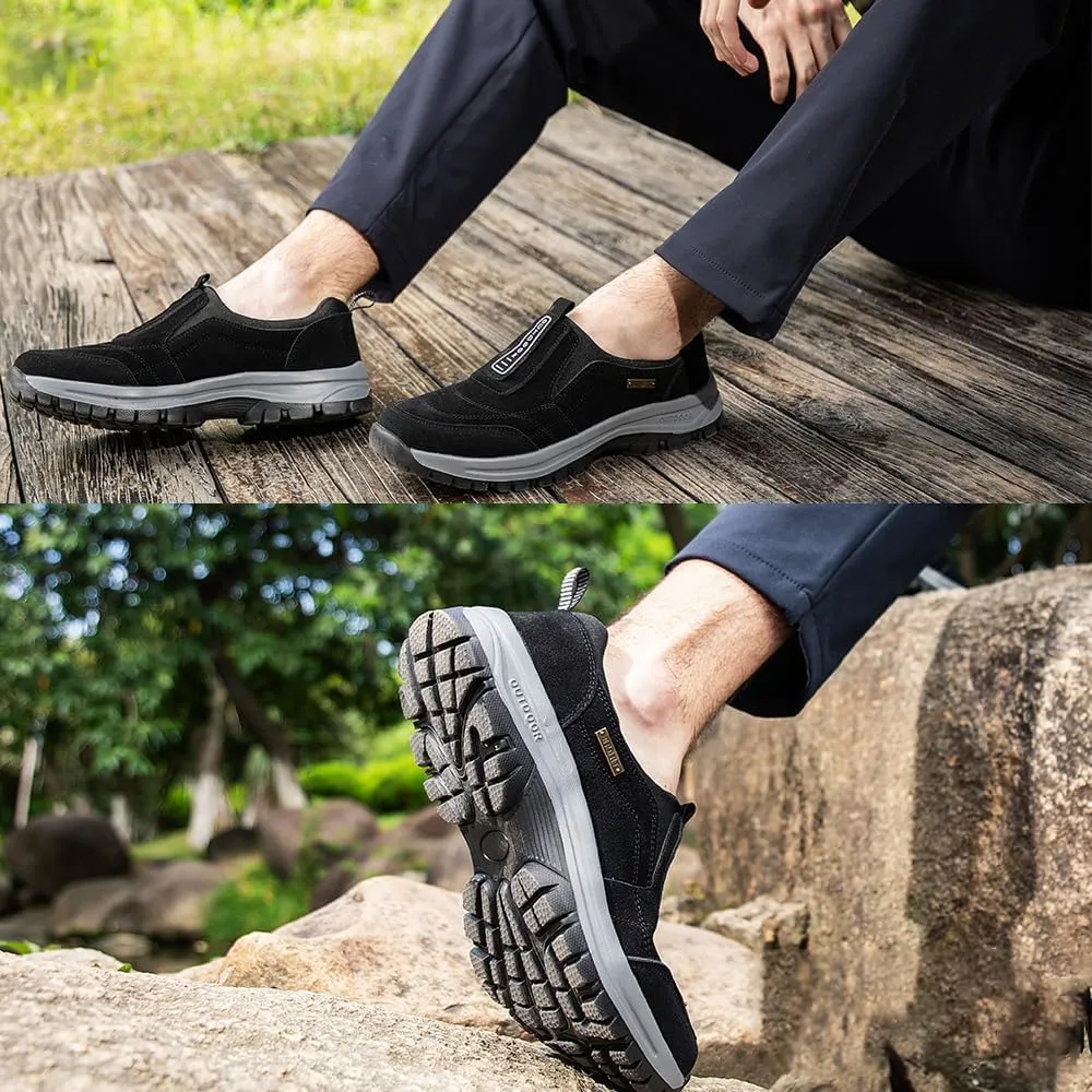 Orthopedic Walking Shoes Mens, Hiking Shoes for Men Comfortable Waterproof Breathable, Outdoor Slip On Hiking Shoes