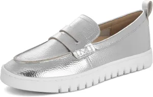 PARTY Loafers for Women, Comfortable Women's Loafers, Casual Dress and Work Slip-Ons, Silver, 7
