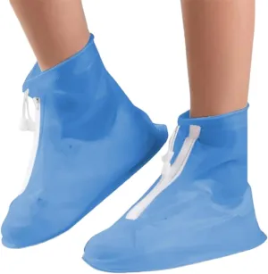 PVC Rubber Sole Reusable Rain Snow Boots Overshoes for Cycling,Rain Boot Waterproof Shoes Covers, Sand Control Non-Slip Shoe Cover Galoshes.(Blue Size 3XL).