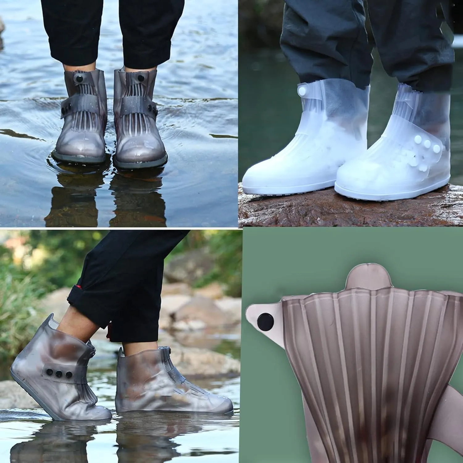 Rain Boot Cover Foldable Rain/Snow Overshoe Reusable, Waterproof, Sandproof and Non-Slip Suitable for Women, Men, Children, Teenagers (Color : Black, Size : 3X-Large)