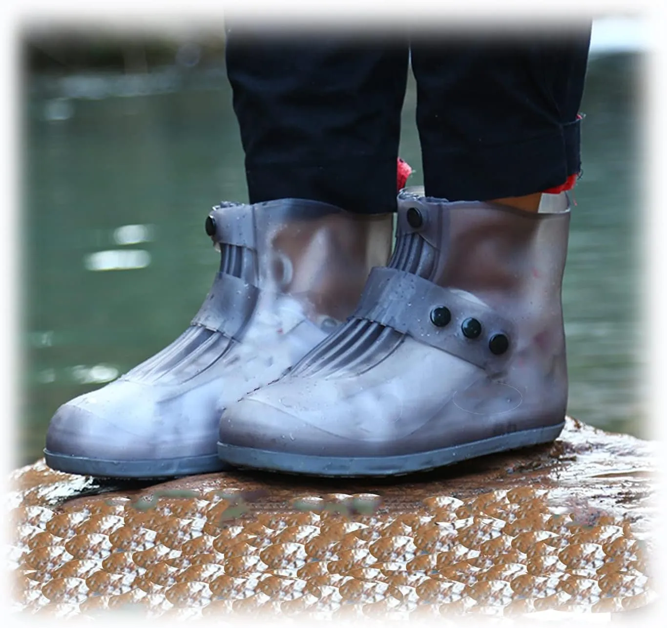 Rain Boot Cover Foldable Rain/Snow Overshoe Reusable, Waterproof, Sandproof and Non-Slip Suitable for Women, Men, Children, Teenagers (Color : Black, Size : 3X-Large)