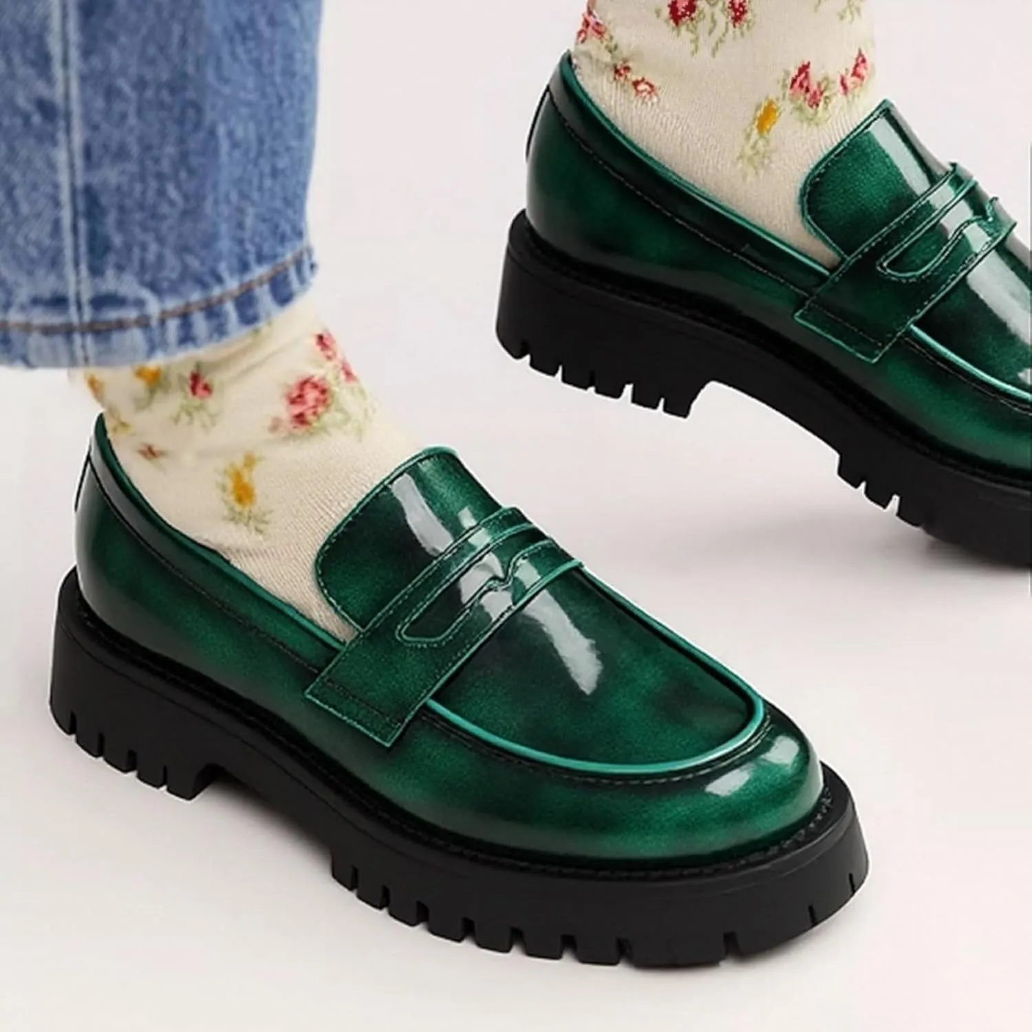Retro Loafers for Men's Leather Platform Heightening Slip-On Dress Penny Loafers Comfortable Chunky Heel Lug Sole Non Slip Formal Business Wedding Leather Shoes
