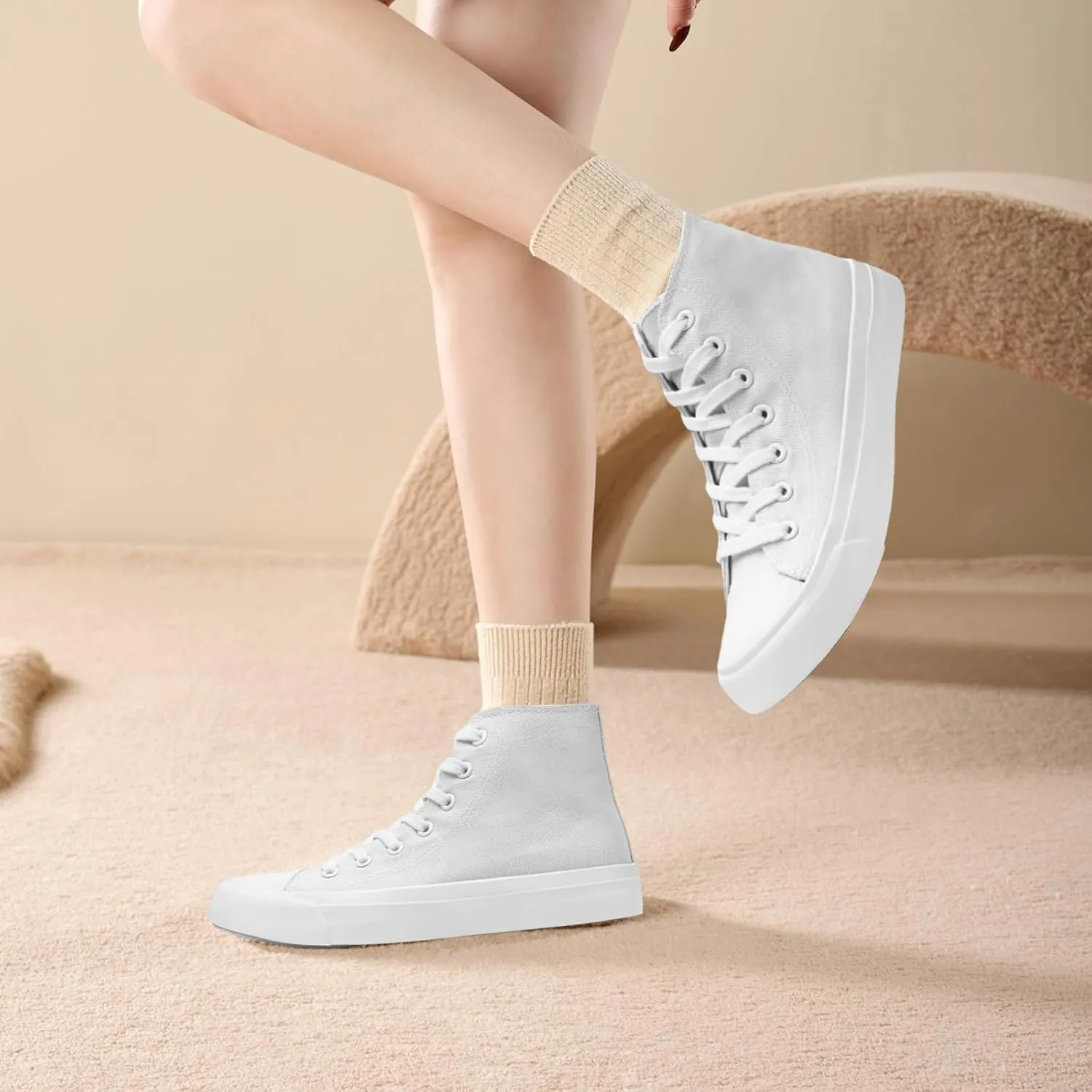rosyclo Canvas Shoes for Women and Men, High Top Canvas Sneakers Fashion Lace Up Comfortable Womens Classic Casual Tennis Walking Shoes