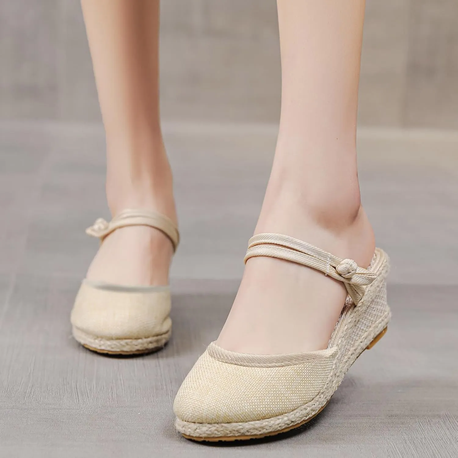 Sandals for Women Dressy Summer 2025 Casual Closed Toe Ankle Strap Retro Platform Wedges Shoes Low Heel Slingback Heels Espadrilles Wedge Slip On Sandal Walking Elegant Wedding Going Out