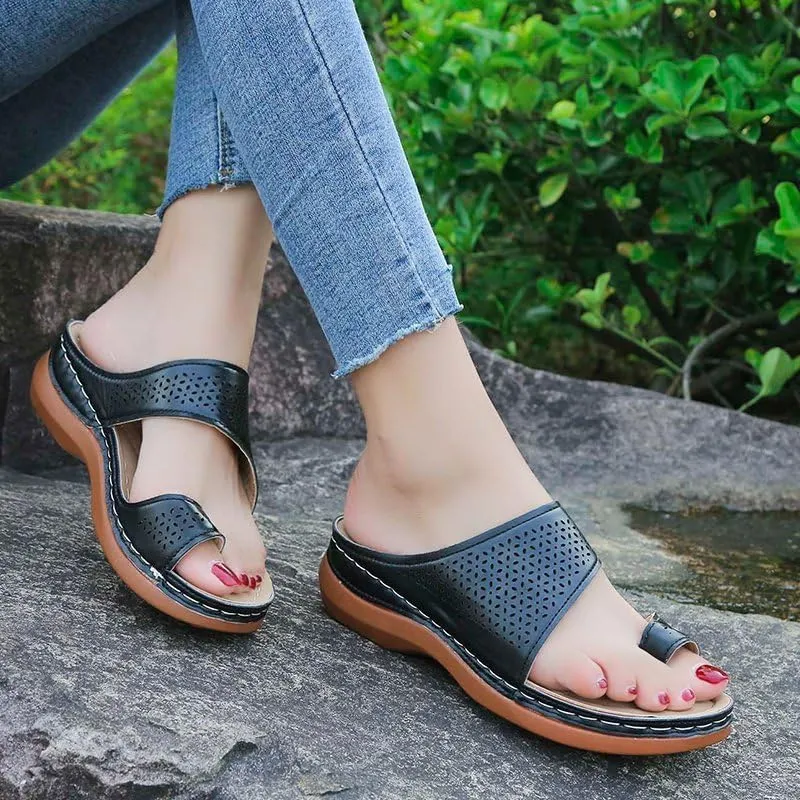 Sandals for Women Wedge Shoes Comfortable Orthopedic Womens Dressy Casual Walking Wedges Slide Sandal Ring Toe Summer Flip Flops Hollow Bunion Corrector Slippers