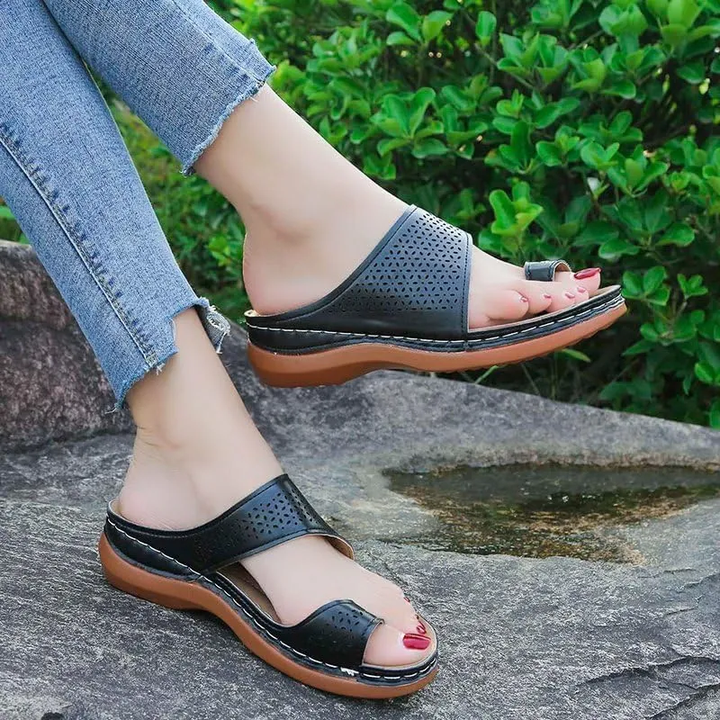 Sandals for Women Wedge Shoes Comfortable Orthopedic Womens Dressy Casual Walking Wedges Slide Sandal Ring Toe Summer Flip Flops Hollow Bunion Corrector Slippers