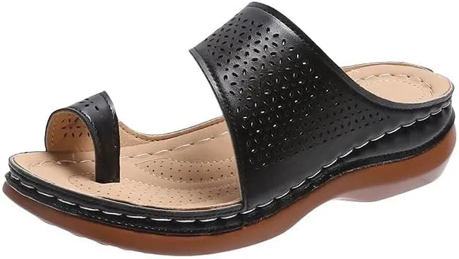 Sandals for Women Wedge Shoes Comfortable Orthopedic Womens Dressy Casual Walking Wedges Slide Sandal Ring Toe Summer Flip Flops Hollow Bunion Corrector Slippers