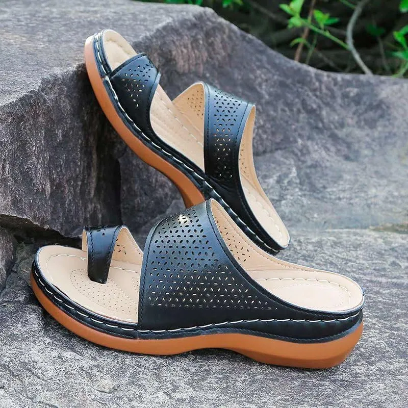 Sandals for Women Wedge Shoes Comfortable Orthopedic Womens Dressy Casual Walking Wedges Slide Sandal Ring Toe Summer Flip Flops Hollow Bunion Corrector Slippers