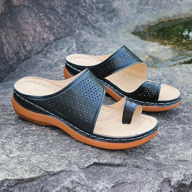 Sandals for Women Wedge Shoes Comfortable Orthopedic Womens Dressy Casual Walking Wedges Slide Sandal Ring Toe Summer Flip Flops Hollow Bunion Corrector Slippers