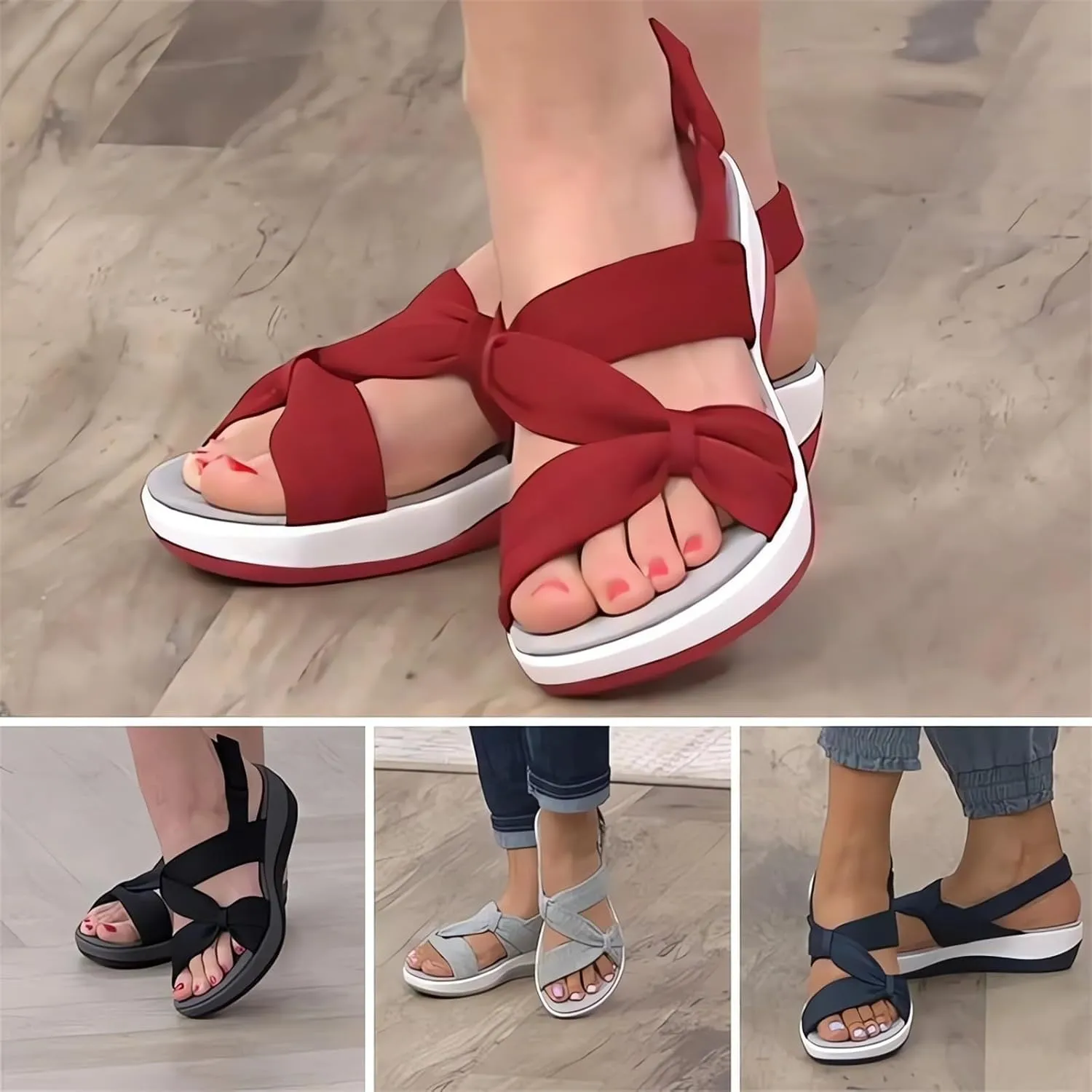 Sandals Women Comfortable Orthotic Sport Slippers Ankle Strap Wide Width Arch Support Shoes Beach Summer 2025 Sandal Wedge Slip On Opentoe Casual Non-Slip Breathable Outdoor Walking Sandles
