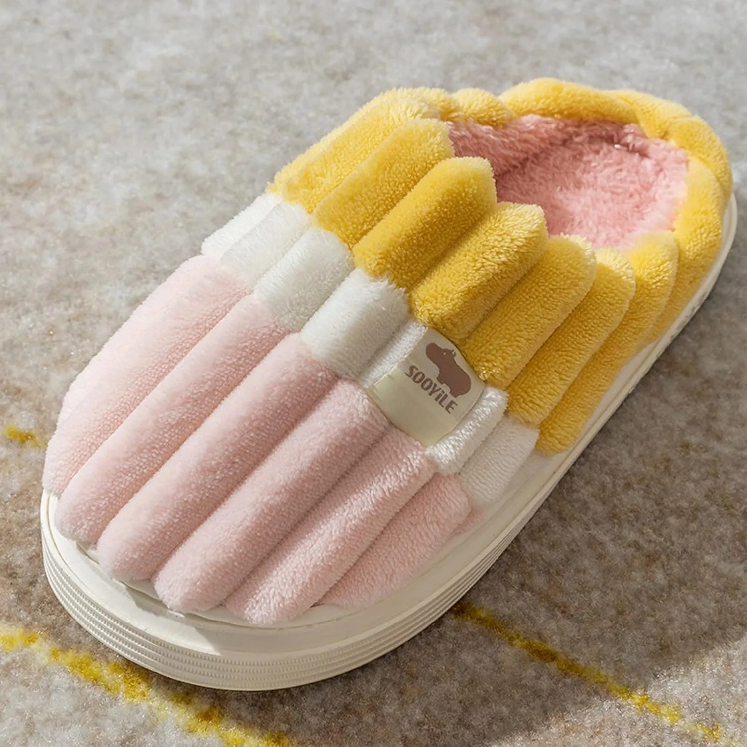 SBGMoSJ Womens Winter Warm Cozy House Fur Slippers Warming Slippers Mens Slippers Size 11.5 Wide Christmas Slippers for Men and Women Christmas Ribbon Gifts for Her 2023