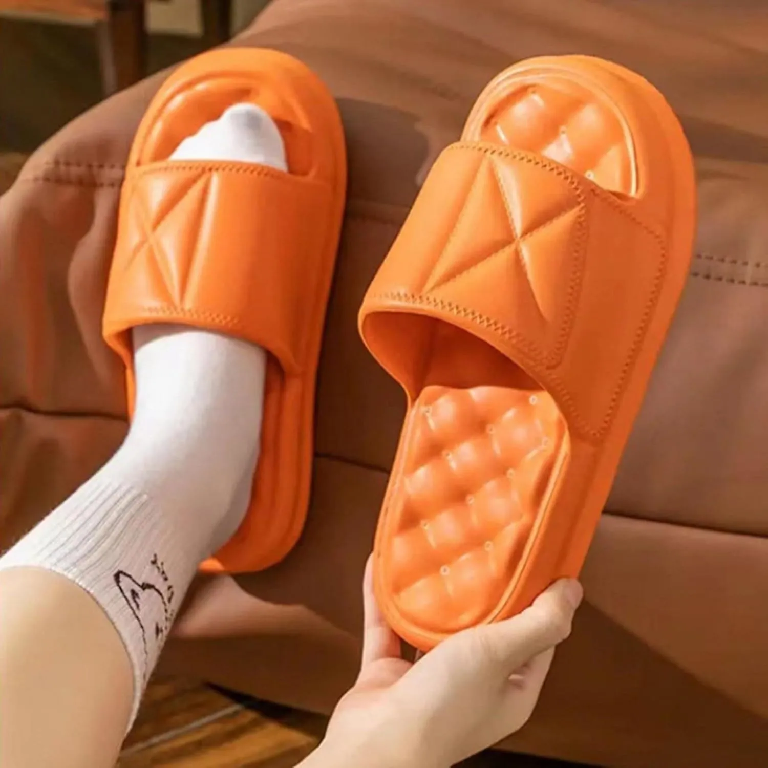 Slides for Men Slides for Women Mens Slippers Shower Shoes Women Spa Ultimate Comfort Drainage Hole Slippers