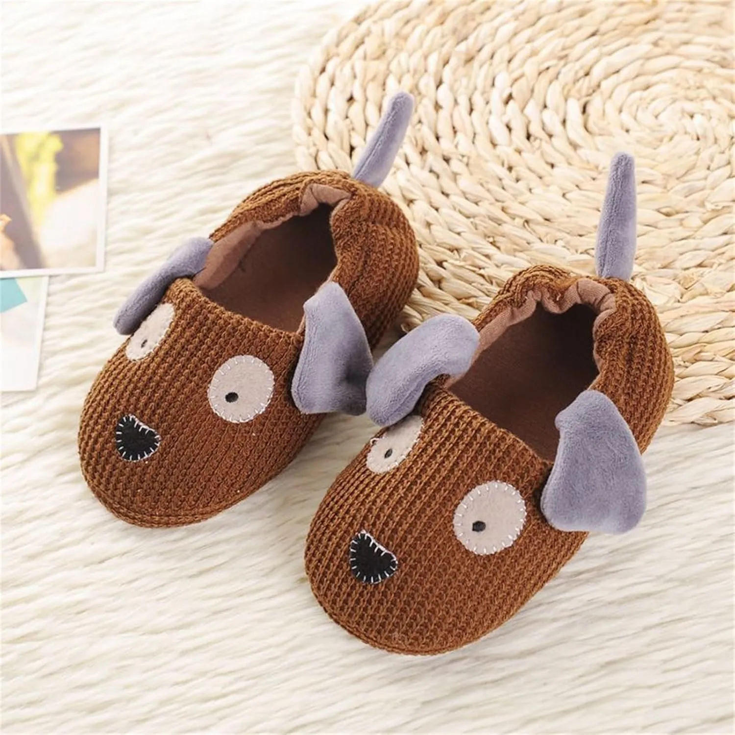 Toddler Boys Girls House Slippers Indoor Home Shoes Kids Puppy Wrapped Root Slippers Baby Soft Slip on Slippers Girls