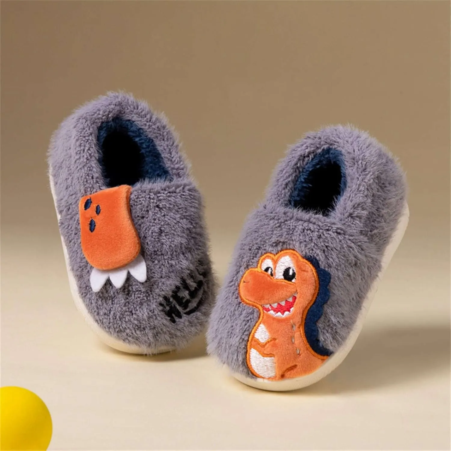 Toddler Kids Winter Slippers Boys Girls House Cartoon Animal Slip On Preppy Warm Fleece Indoor Outdoor Shoes