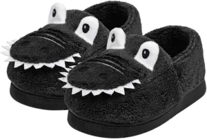 Unisex-Child Plush Faux ?????? Slip on House Slippers Boys Girls Cow ??rocodile Style Indoor Holiday Slippers
