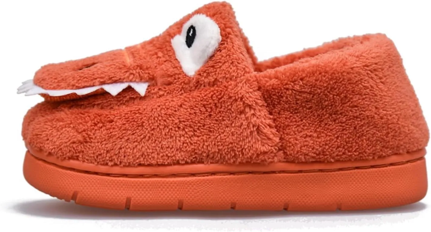Unisex-Child Plush Faux ?????? Slip on House Slippers Boys Girls Cow ??rocodile Style Indoor Holiday Slippers