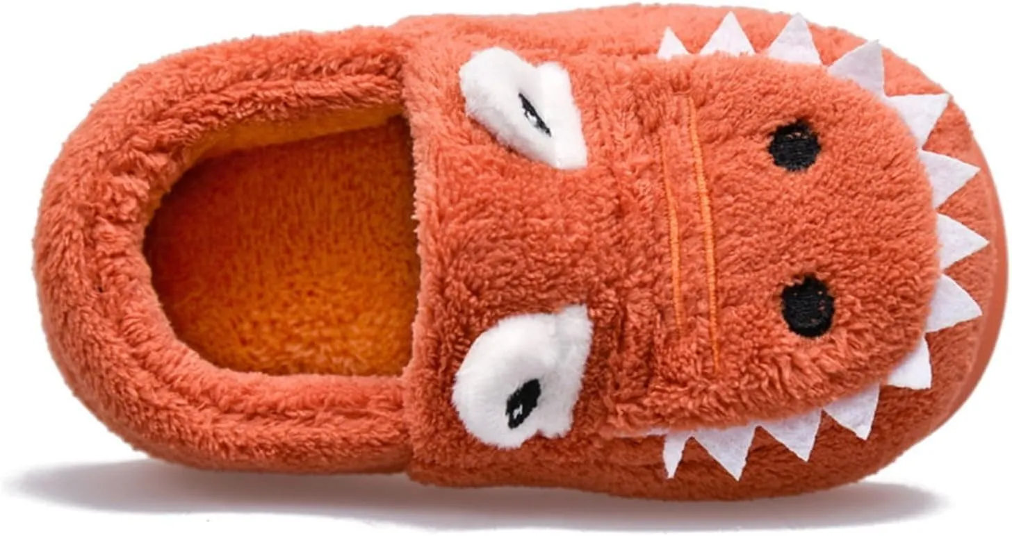 Unisex-Child Plush Faux ?????? Slip on House Slippers Boys Girls Cow ??rocodile Style Indoor Holiday Slippers