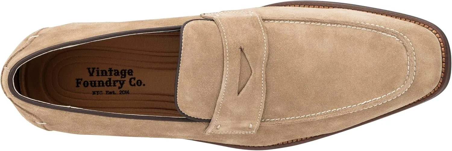 VINTAGE FOUNDRY CO. EST. 2014 Mens Davis Loafer, Square Toe Dress Shoe, Rubber Outsole