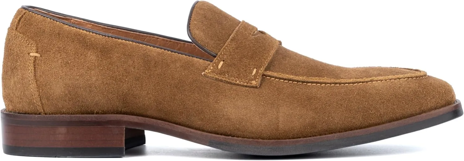 VINTAGE FOUNDRY CO. EST. 2014 Mens Davis Loafer, Square Toe Dress Shoe, Rubber Outsole