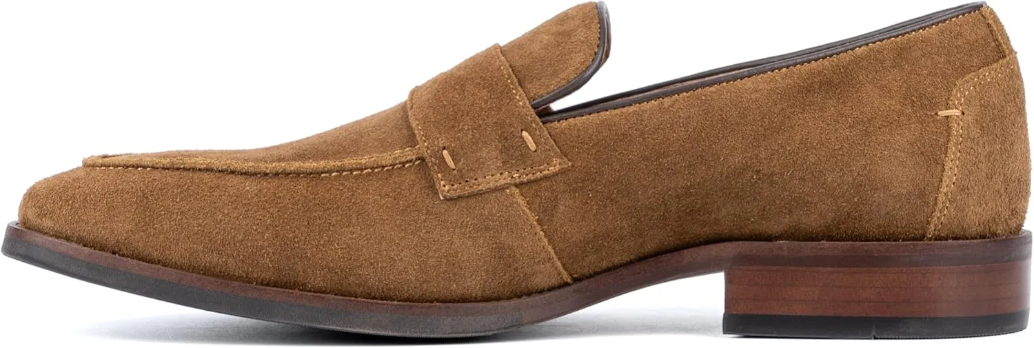VINTAGE FOUNDRY CO. EST. 2014 Mens Davis Loafer, Square Toe Dress Shoe, Rubber Outsole