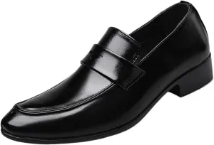 Vintage Loafers for Mens Leather Outdoor Round Toe Solid Color Tuxedo Wedding Non Slip Block Heel Anti-Slip Formal Slip-on