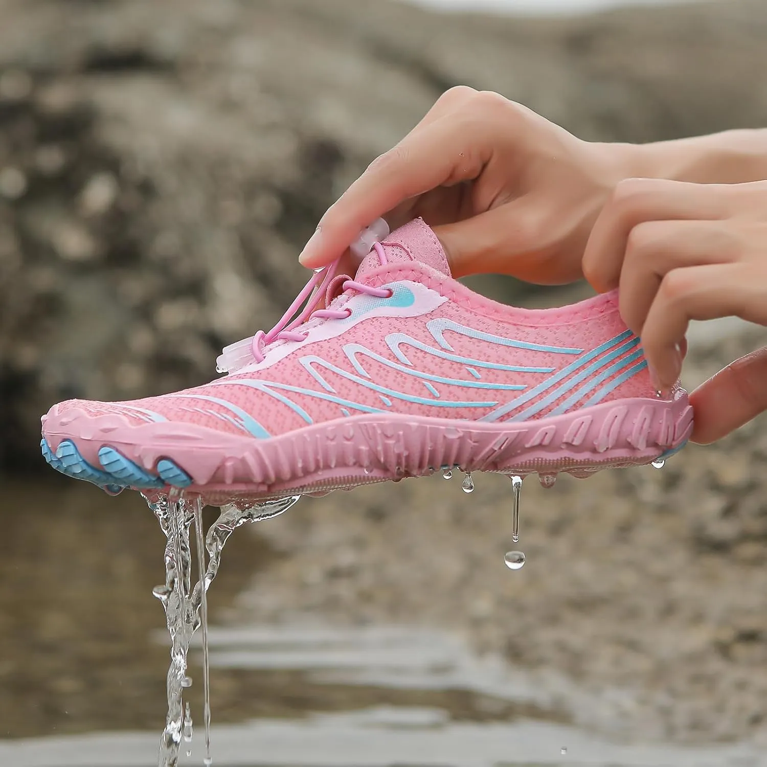 Water Hiking Shoes for Women Men, Unisex Grounded Footwear with Wide Toe Box & Non-Slip, Breathable Quick Dry Aqua Swim Shoes, Barefoot Sneakers for Walking Trail Running Swimming Outdoor