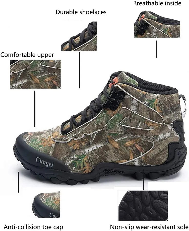 Waterproof High-top Men's Outdoor Hiking Shoes, Non-Slip Mountain Climbing Camping Boots, Wear-Resistant Hiking Shoes, Suitable for Outdoor Hiking (Green 41)