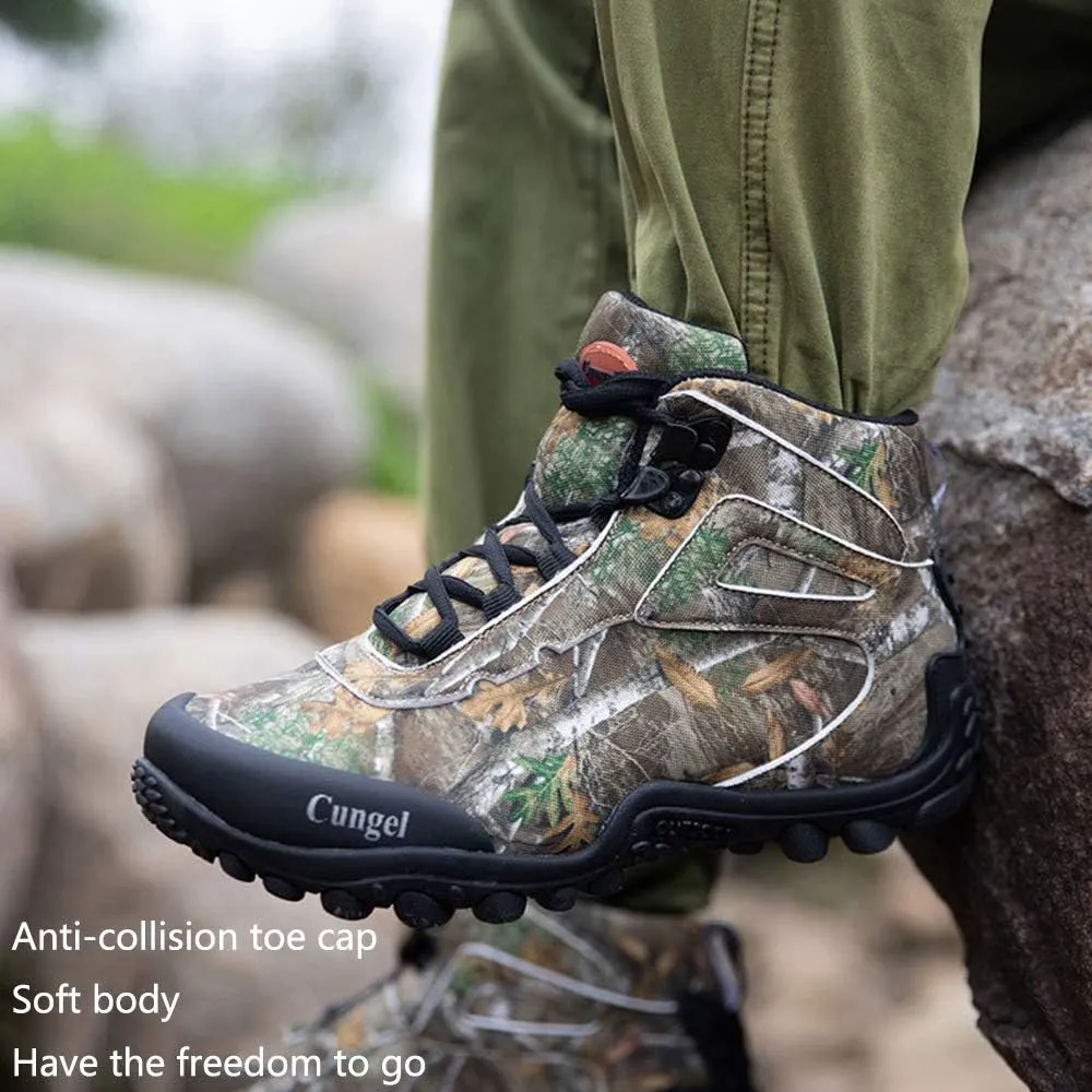 Waterproof High-top Men's Outdoor Hiking Shoes, Non-Slip Mountain Climbing Camping Boots, Wear-Resistant Hiking Shoes, Suitable for Outdoor Hiking (Green 41)