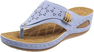 Wedge Sandals for Women Dressy with Arch Support Orthopedic Slip on Comfortable Cushion Footbed Platform Flip Flops Ortho Mesh Hollow Open Toe Beach Waterproof Flip-Flops