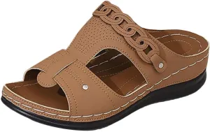 Wedge Sandals Women Summer Comfortable Open Toe Dressy Platform Sandal with Arch Support Slip On Walking Shoes Orthopedic Comfortable Sandals for Women Lightweight Breathable Outdoor Trendy Slippers