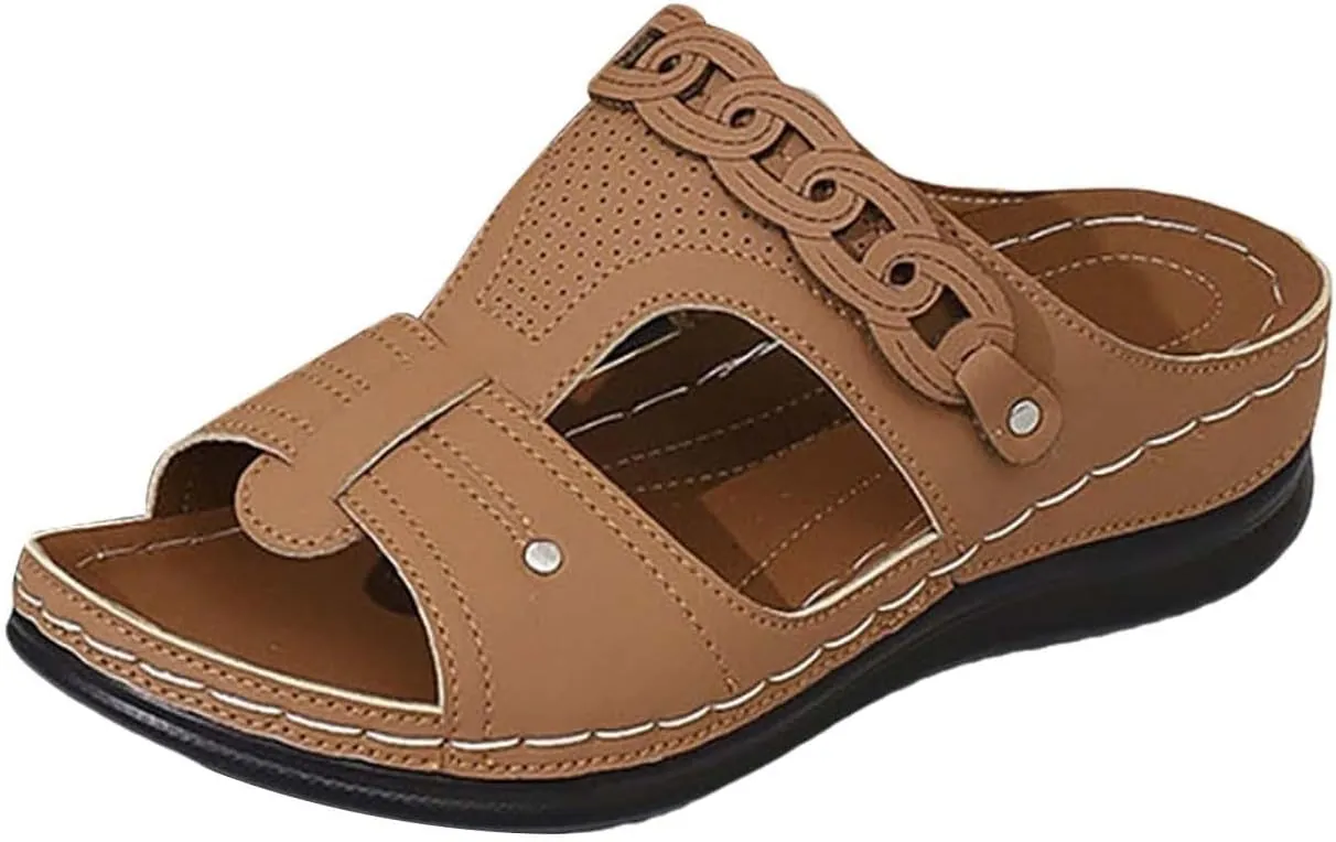 Wedge Sandals Women Summer Comfortable Open Toe Dressy Platform Sandal with Arch Support Slip On Walking Shoes Orthopedic Comfortable Sandals for Women Lightweight Breathable Outdoor Trendy Slippers