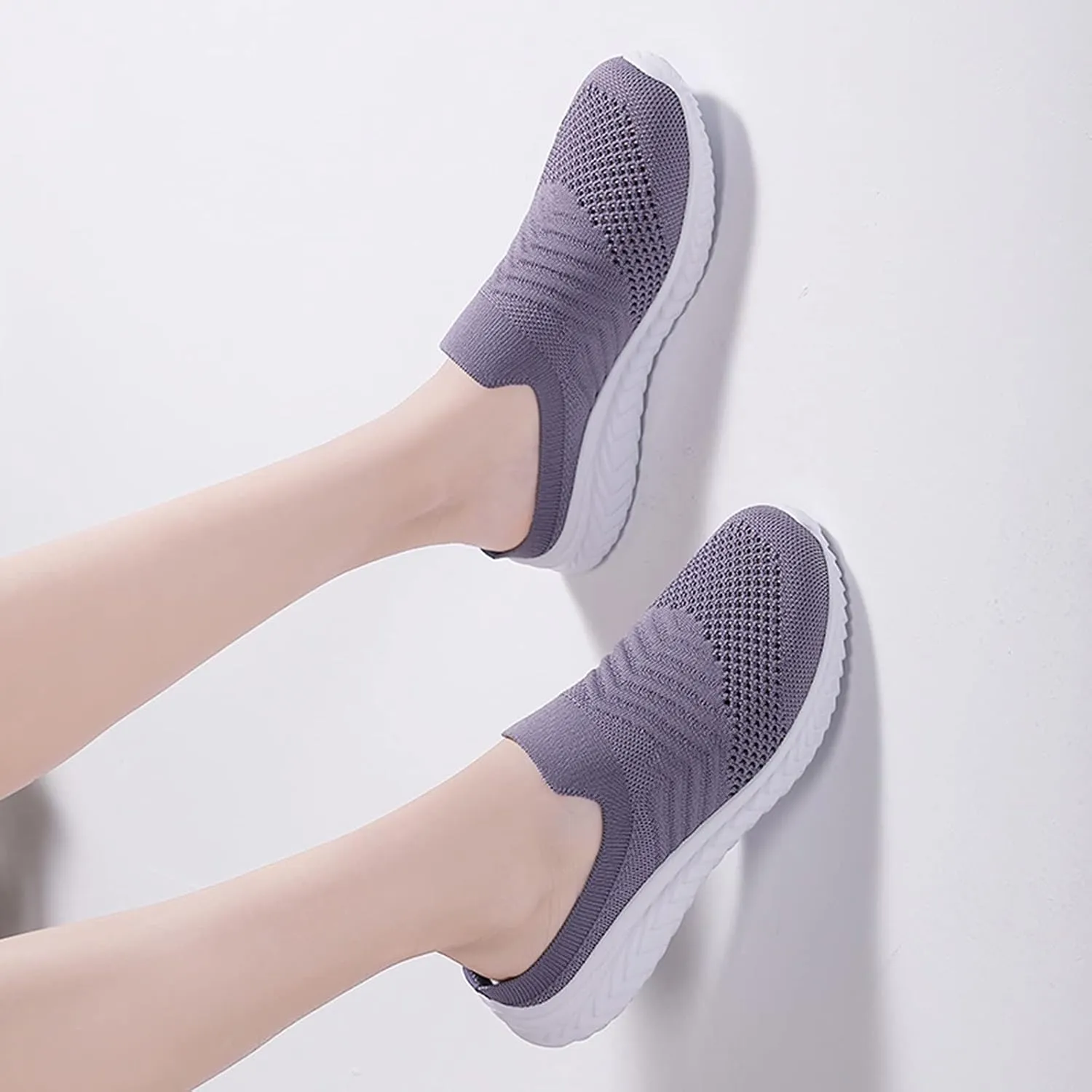 Woman Tennis Shoes Platform Slip On Sport Shoes Lightweight Breathable Mesh Sneakers Comfort Casual Walking Shoes