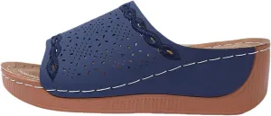 Women Comfortable Sandals Orthotic Walking Orthopedic Arch Support Sandals Open Toe Slip On Damping Sole Slippers Hollow Out Summer Orthopedic Platform Wedge Sandal Lightweight Walking Beach Slippers