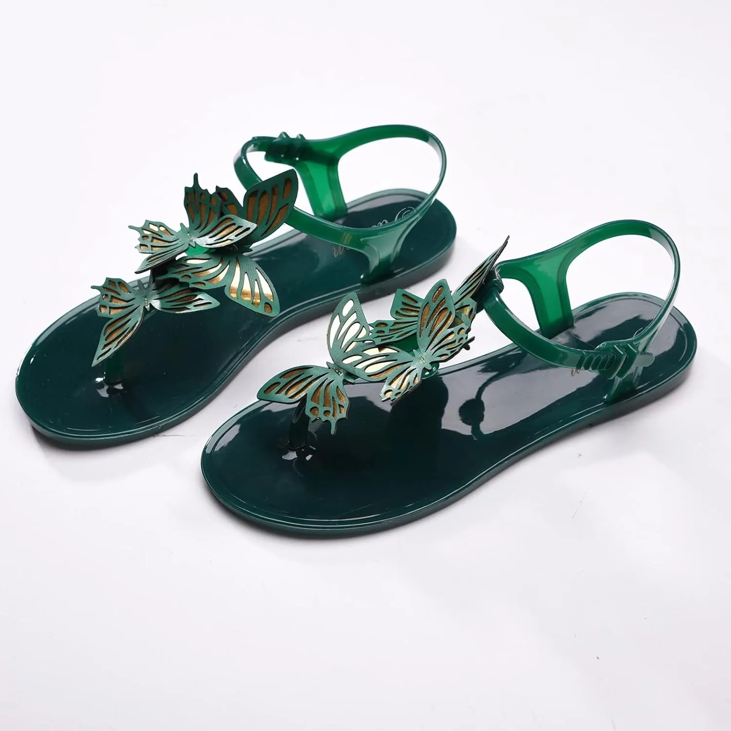 Women Flip Flops Summer Butterfly Dress Shoes Buckle Adjustable Ankle Strap Flats Open Clip Toe Slip On Sandal