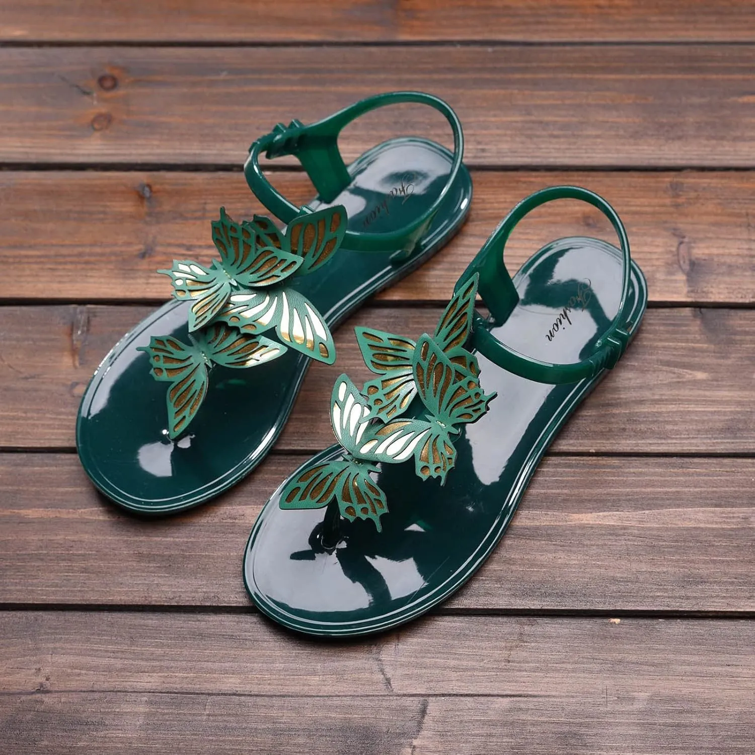 Women Flip Flops Summer Butterfly Dress Shoes Buckle Adjustable Ankle Strap Flats Open Clip Toe Slip On Sandal