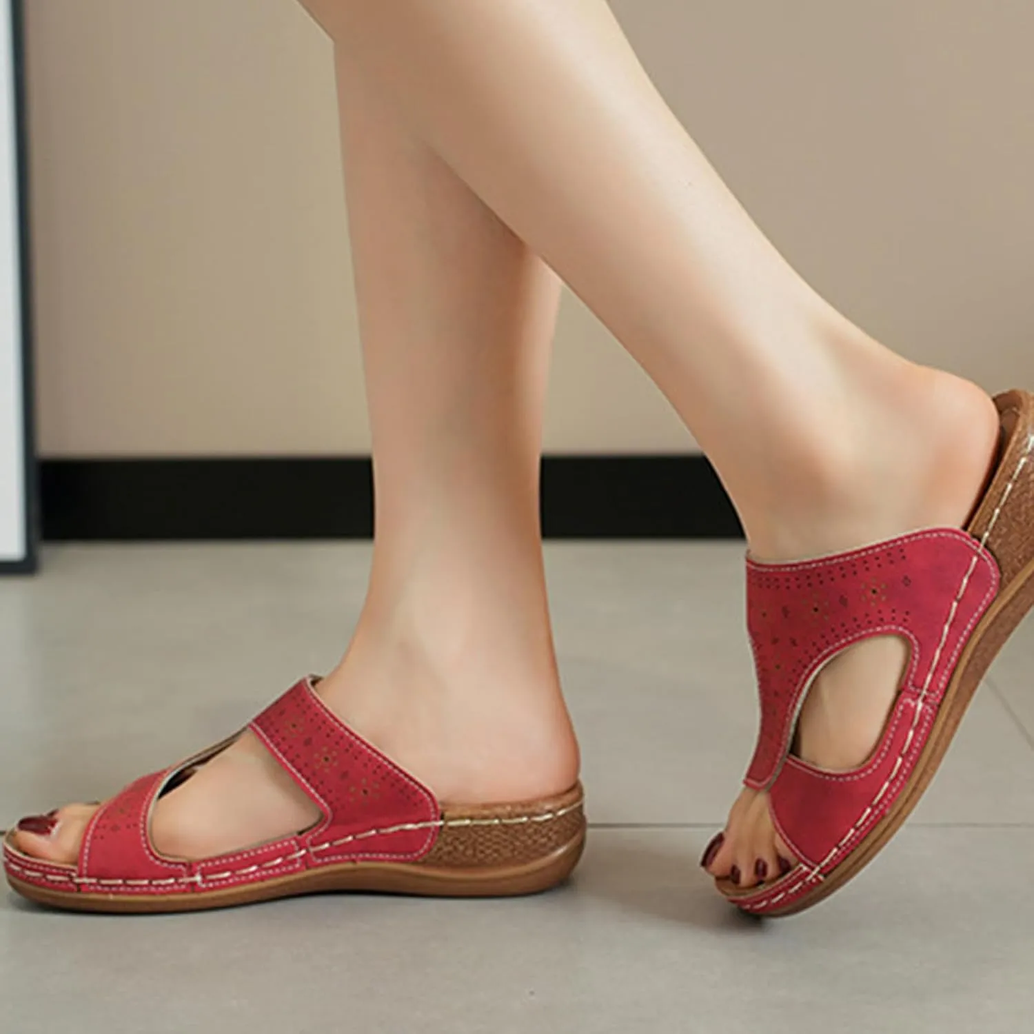 Women Platform Beach Slippers Wedge Heel Flip Flops Shoes Sandals Orthopedic Arch Support Comfortable Casual Orthotic Flip Flop Summer Casual Fishmouth Bunion Breathable Roman Sandal
