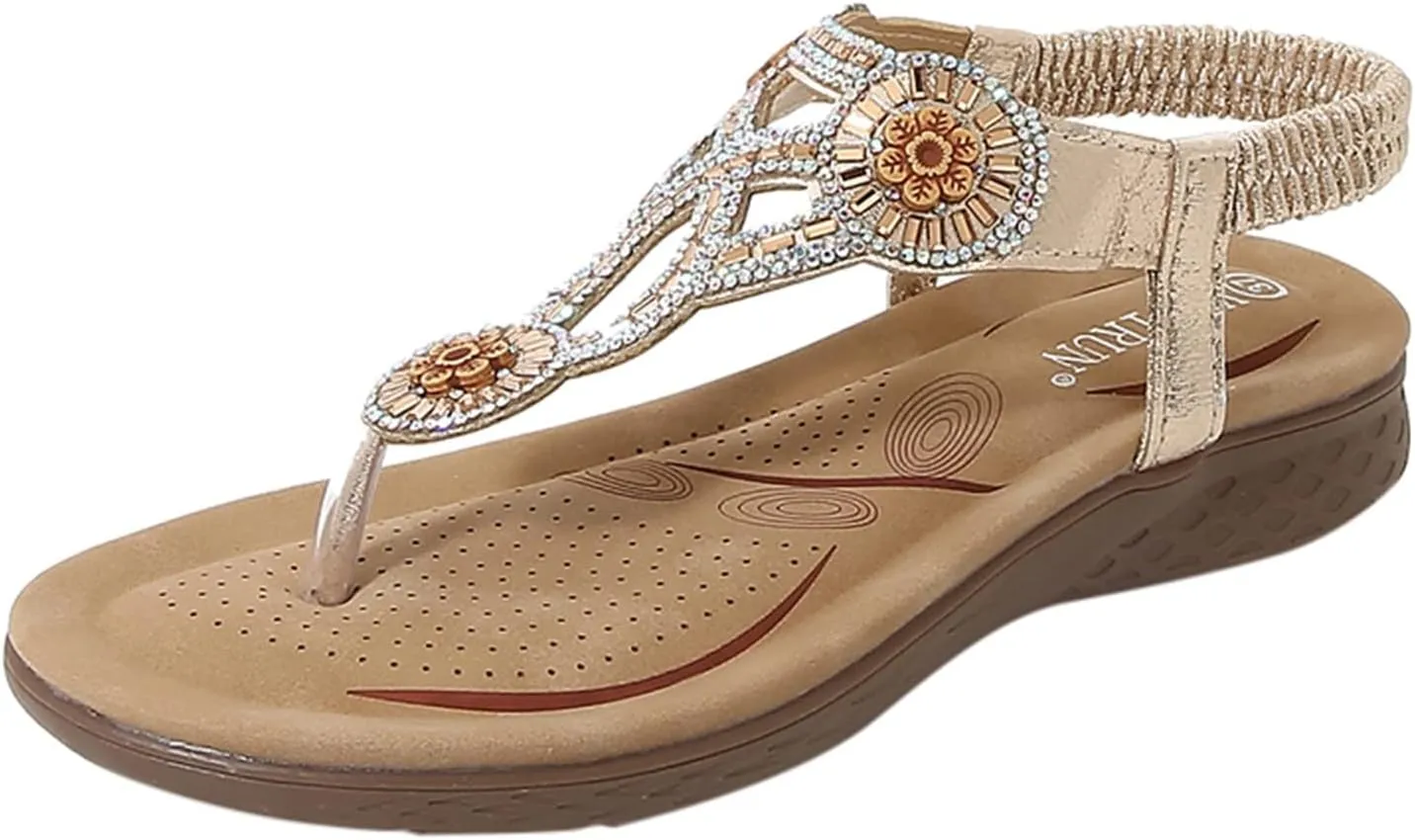 Women Sandals Elastic Ankle Strap Casual Beach Slip On Shoes Orthopedic Flip Flops Women Shower Flip Flops Women