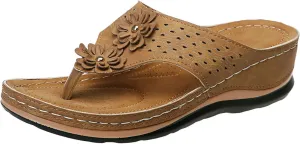 Women Wedge Sandals Orthopedic Clip Toe Orthopedic Sandals with Arch Support Casual Walking Slip on Flip Flops