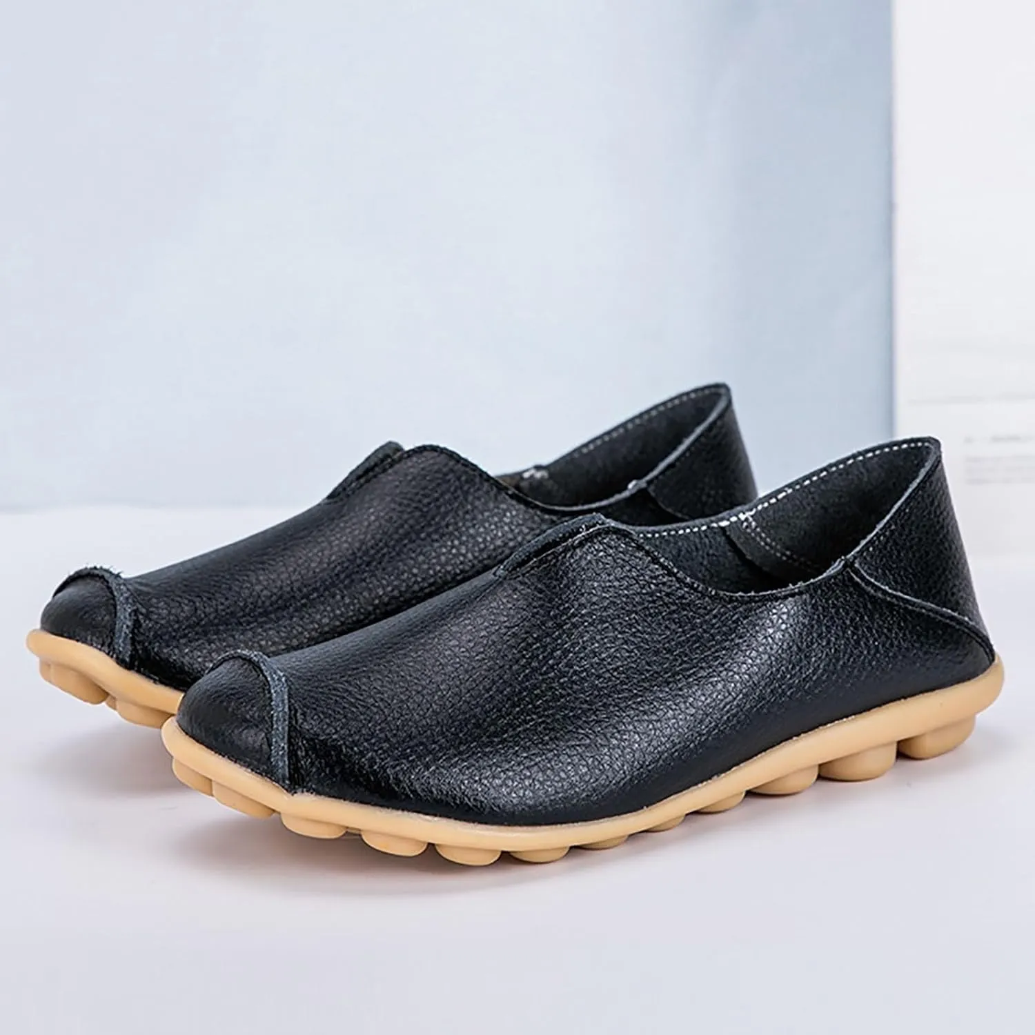 Women's Breathable Comfort Walking Office Flat Loafer Comfort Walking Slip On Flats Shoes Casual Round Toe Moccasins Driving Loafers Lightweight Breathable Comfortable Work Loafer Outdoor Going Out