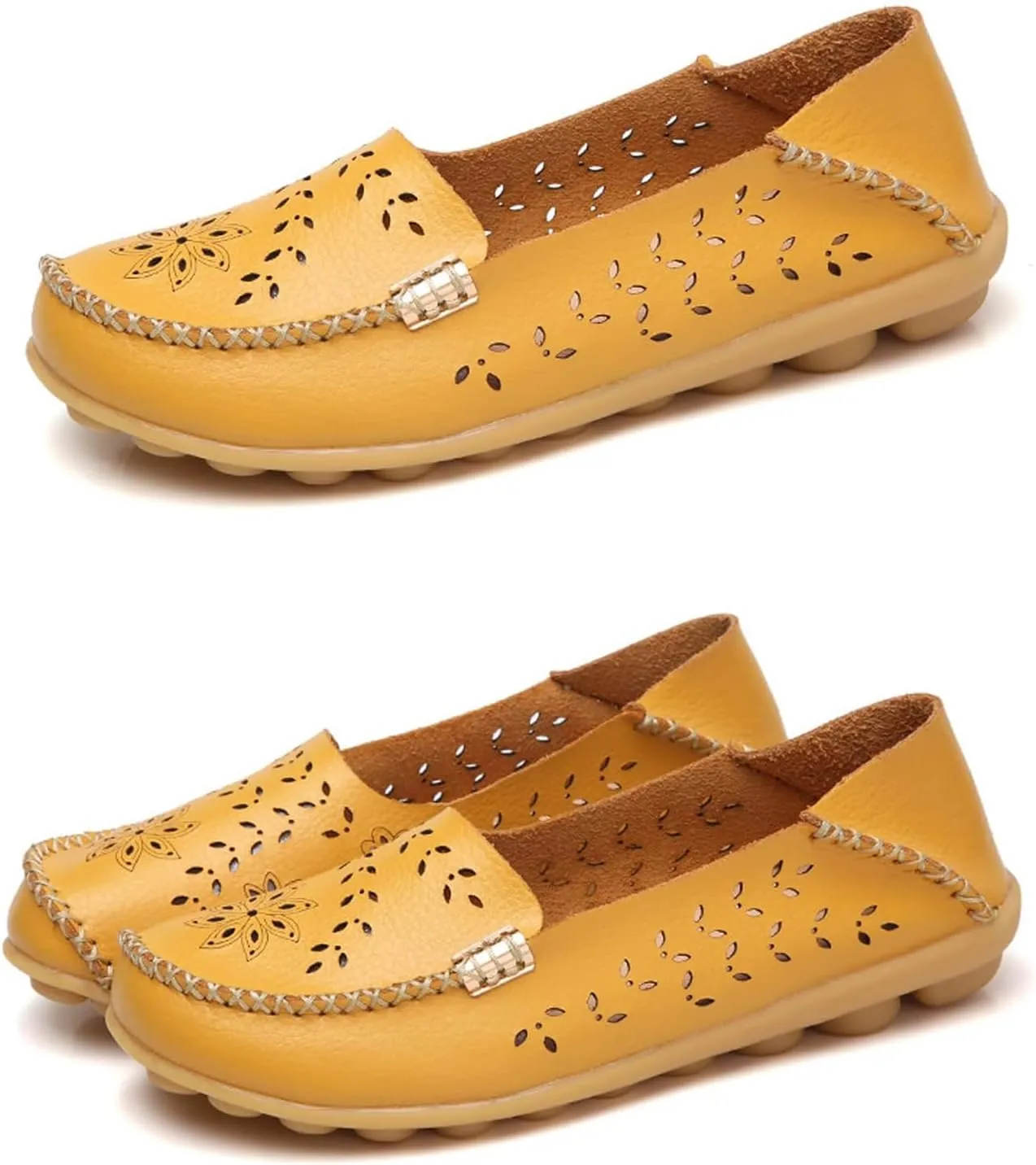 Women's Comfort Walking Boat Shoe Slip on Flat Shoes Ladies Dressy Moccasins Driving Penny Loafers Leather Breathable On Casual Comfortable Orthopedic Soft Sole Flats Nurse Loafer Round Toe